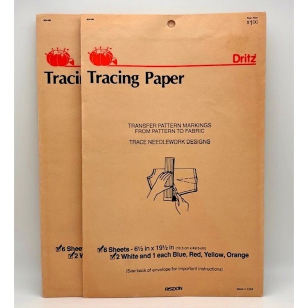Dritz Tracing Paper 2 Packs 12 Sheets Total Multi Color Transfer Pattern 834-88
